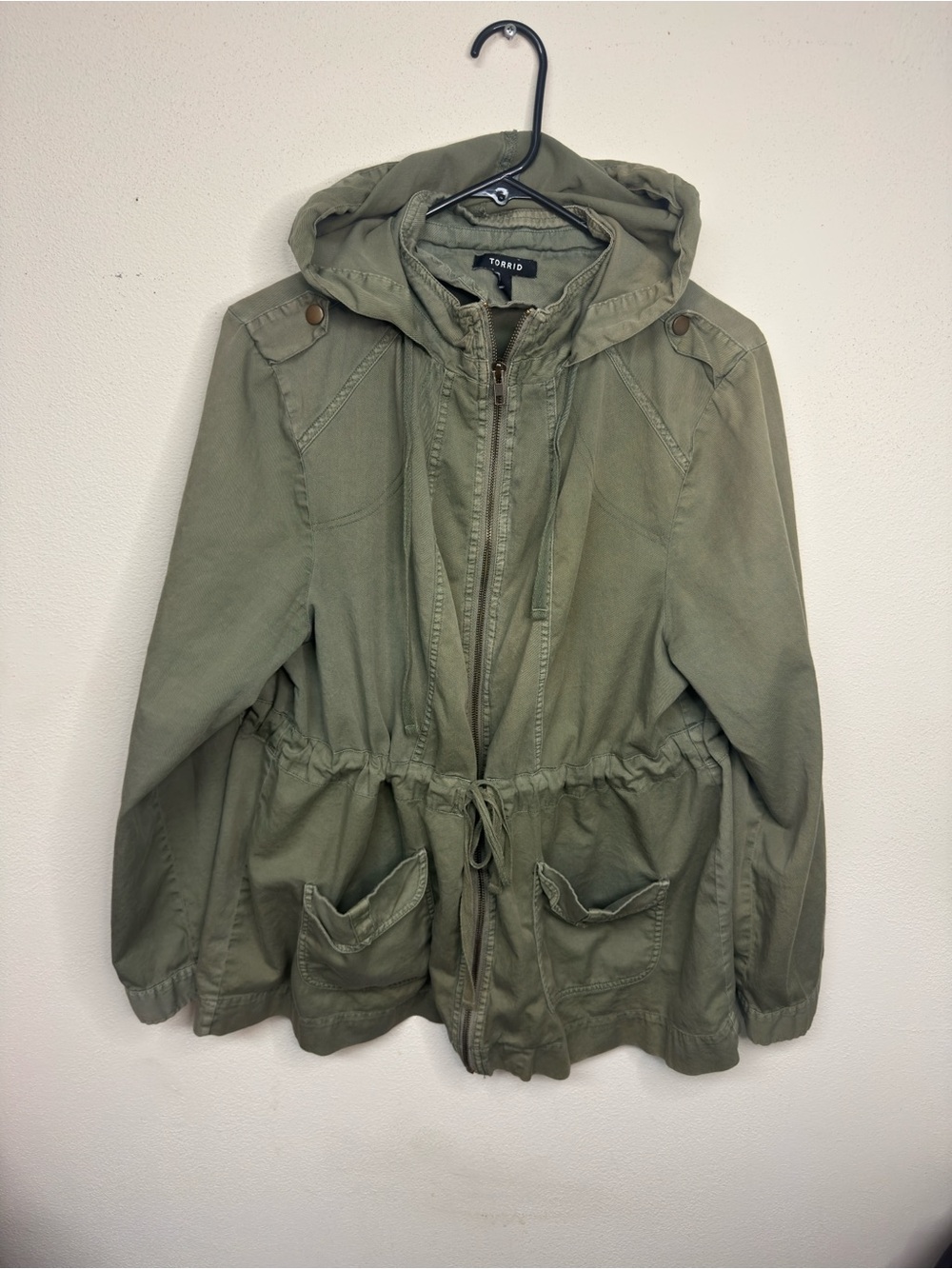 torrid Olive Green Hooded Utility Jacket with Drawstring